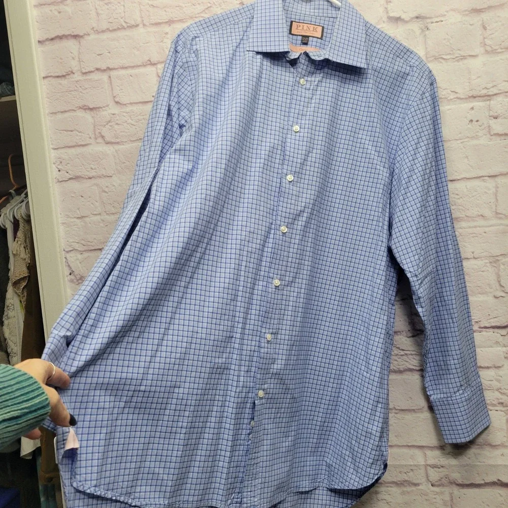 Thomas Pink Classic Fit‎ Checkered Dress Shirt Mens XL Button Down Preppy Formal